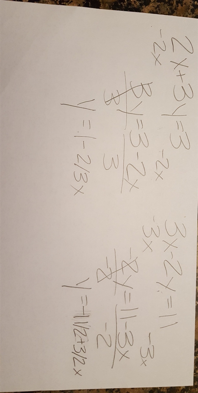 Solve the system 2x + 3y = 3 and 3x − 2y = 11 by using graph paper or graphing technology-example-2