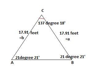 And isosceles triangle has a bird types angle of 21. 21°. The two sides of the triangle-example-1