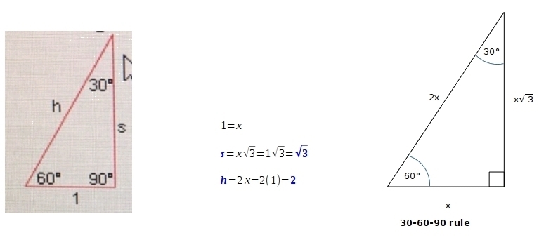 I’m the 30-60-90 triangle below side S has a length of ___ and the hypotenuse has-example-1