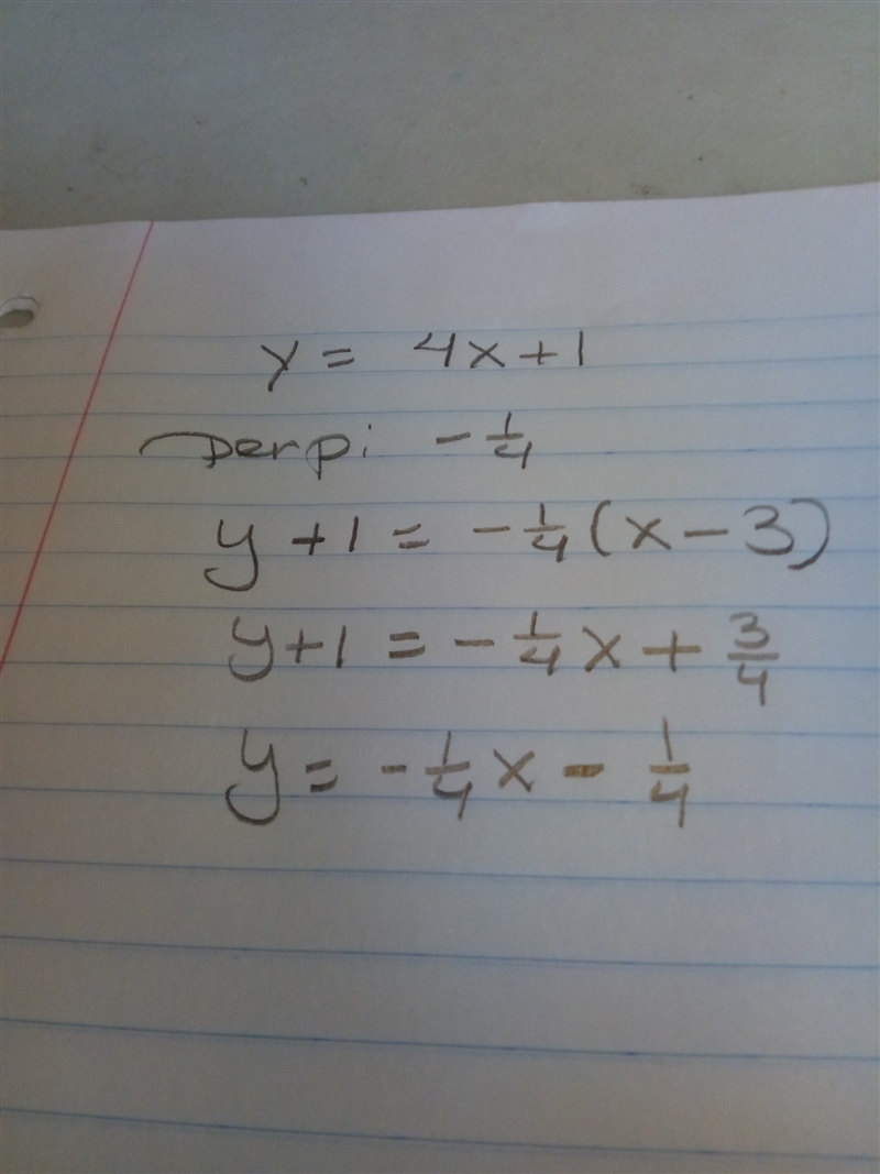 (3,-1) perpendicular to y= 4x+1-example-1