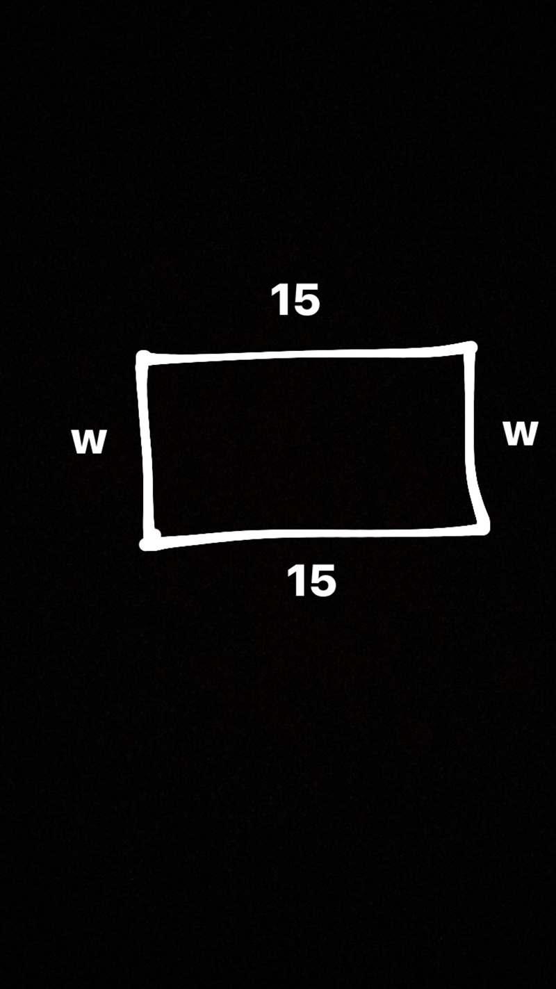 Find the width of a rectangle with a perimeter of 90 and a length of 15. Draw and-example-1