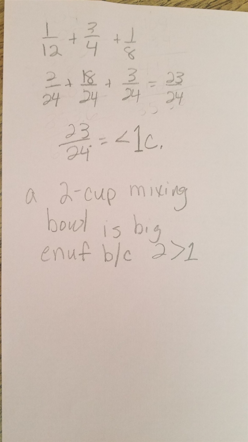 A recipe calls for 1 /12 cups of flour, 3/4 cup of white sugar, and 1/8 cup of brown-example-1