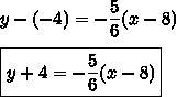 What is the equation, in point-slope form, for a line that goes through (8,-4) and-example-1