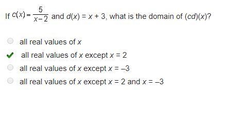 If mc005-1.jpg and d(x) = x + 3, what is the domain of (cd)(x)? all real values of-example-1