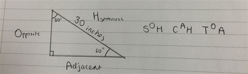 The diagonal of a TV is 30 inches long. Assuming that this diagonal forms a pair of-example-1