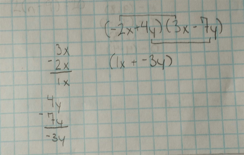 Choose the correct simplification of the expression (−2x + 4y)(3x − 7y).-example-1