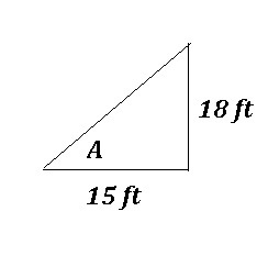 an 18 ft tree casts a 15ft long shadow. What angle is formed? A.) 30 degrees B.)40 degrees-example-1