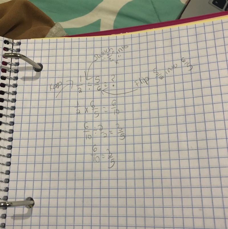 Which is the best reason why 3/5 iz the exact quotient for 1/2 ÷ 5/6-example-1