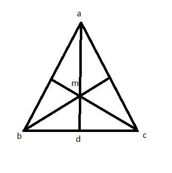 M is the centroid of the triangle bm=2 cm=3 and the median to a is 12 units long what-example-1