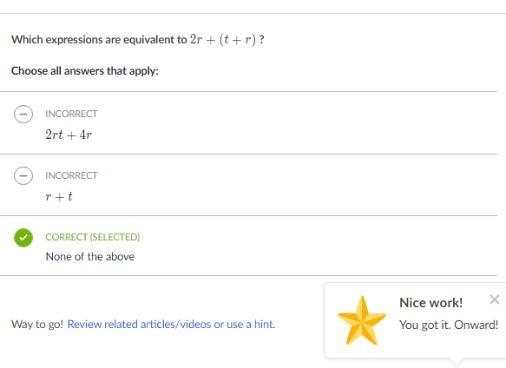 Which expression are equivalent to 2r+(t+r)-example-1