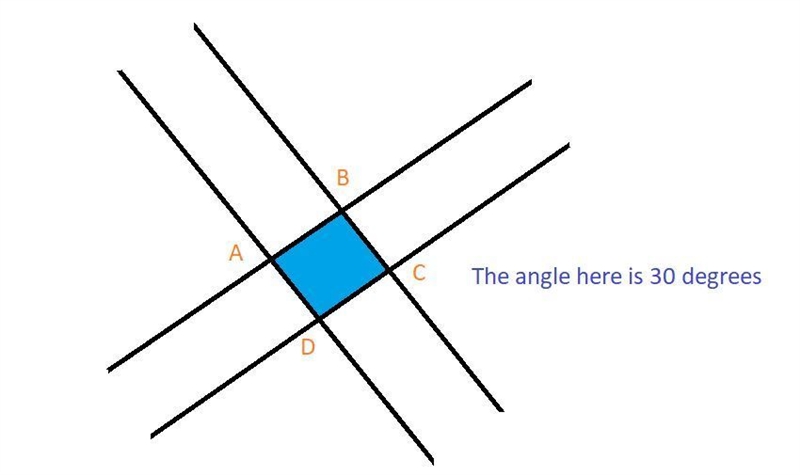 Two streets intersect at a 30-degree angle. At the intersection, there are 4 crosswalks-example-1