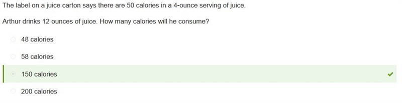 The label on a juice carton says there are 50 calories in a 4-ounce serving of juice-example-1