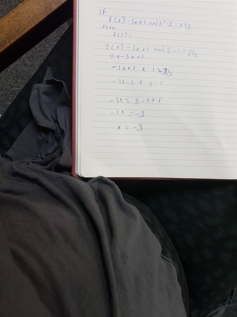 If f(x) - 3x+1 and f^-1 = x-1/3 then f(2) = A. 1/3 B. 1 C. 7-example-1