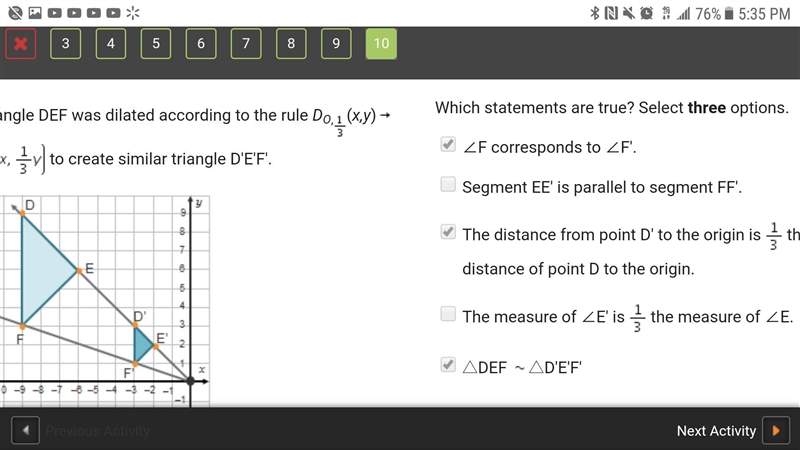 Triangle DEF was dilated according to the rule DO,(x,y) to create similar triangle-example-1