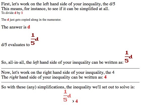 What is d/5>4? inequalities-example-2