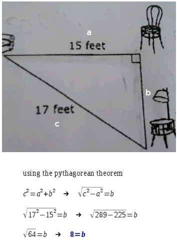 What is the lenght of the distance between the chair and the end table ?-example-1