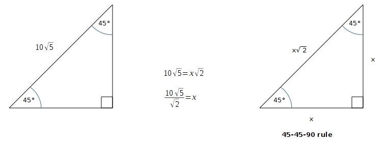 Can someone answer for me please. the hypotenuse of a 45o -45o -90o triangle measures-example-1