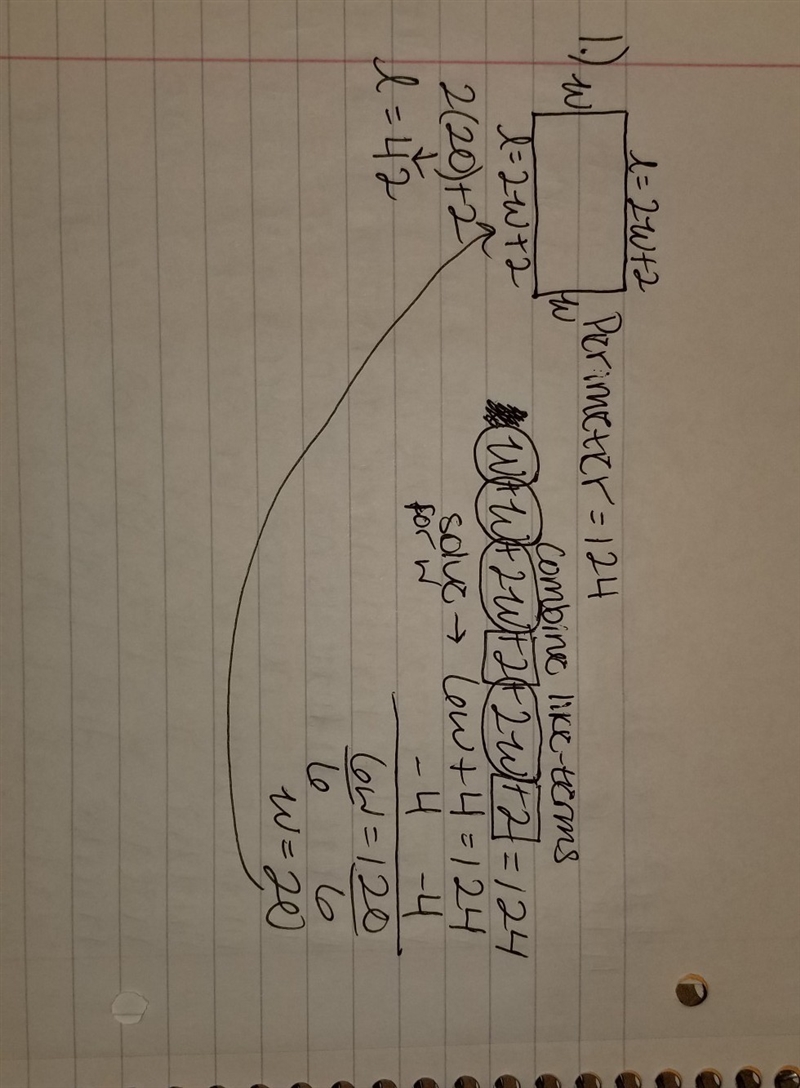 1. Find the length of a rectangular lot with a perimeter of 124 feet if the length-example-1