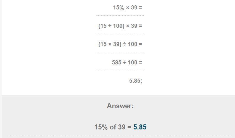 15 is what percent of 39？-example-1