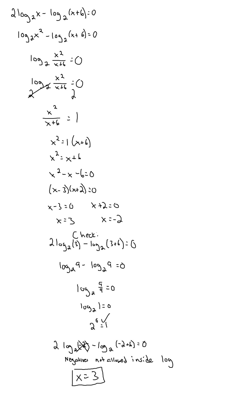 2log base2 x - log base 2(x+6) = 0-example-1