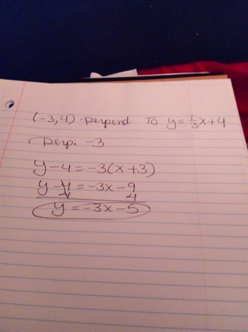 (-3,4), perp. To y=1/3x + 4-example-1