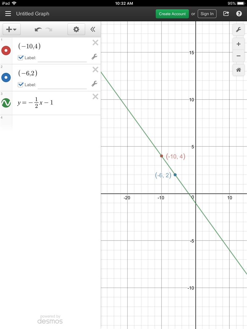 What is an equation of a line passing through (-10,4) and (-6,2) ?-example-1