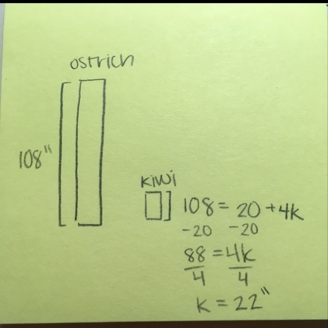 Draw a picture to represent the following verbal description (word problem): An ostrich-example-1