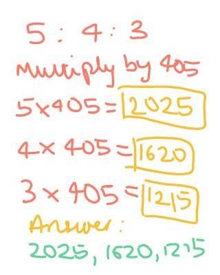 Divide 4860 in the ratio of 5:4:3-example-2