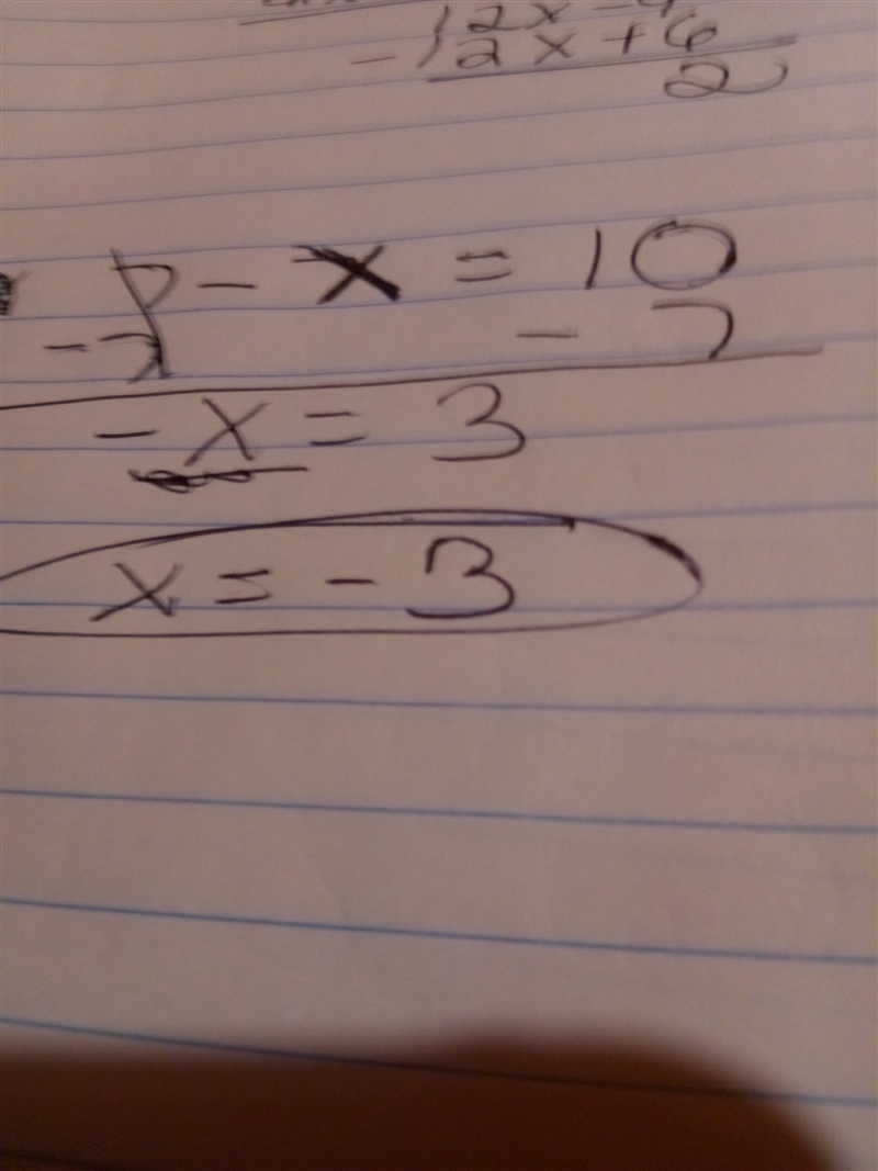 The difference of 7 and a number x is 10-example-1