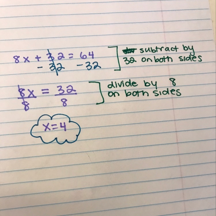 [8×+32]=64 i need help-example-1