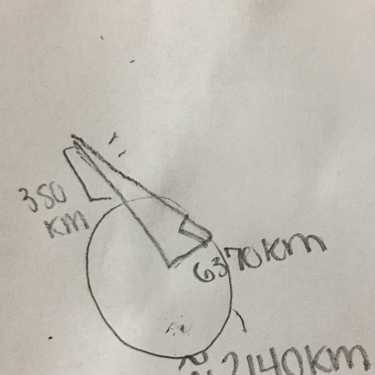 *PYTHAGOREAM THEOREM* The International Space Station orbits 350 km above Earth's-example-1