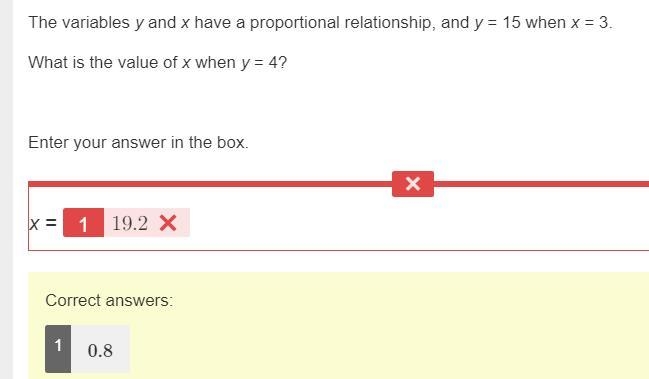 The variables y and x have a proportional relationship, and y = 15 when x = 3. What-example-1