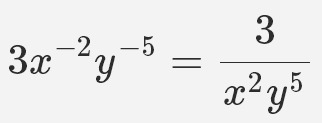 How to simplify 3x~2y~5? The 2 and 5 are the negative exponents.-example-1