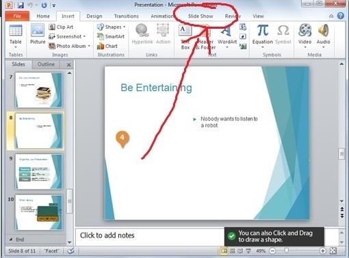 What tab do you select to preview your presentation?-example-1