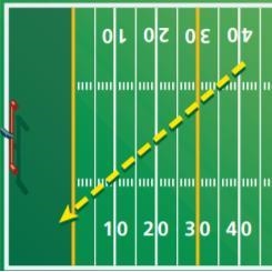 a football player runs across the 30-yard line at an angle. He continues in a straight-example-1