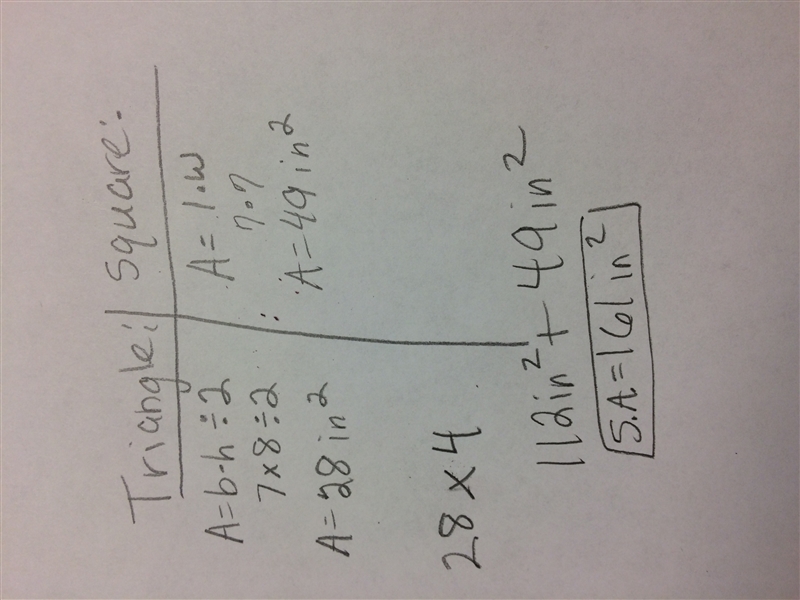 Sarah folds this pattern into a square pyramid. What is the surface area of Sarah-example-1