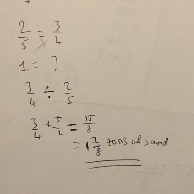 9. If 3/4 of a ton of sand covers 2/5 of a playground, how many tons of sand are required-example-1