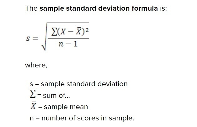 Which formula is used to calculate the standard deviations of sample data-example-1