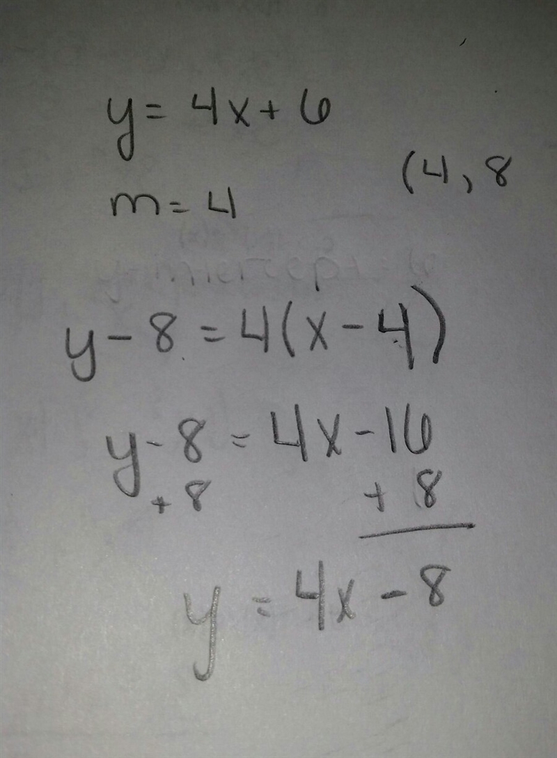 Write an equation of a line in slope intercept form to the given line and pass through-example-1