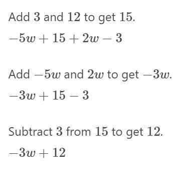 3-5w+12+2w-3 write the answer in standard form-example-1