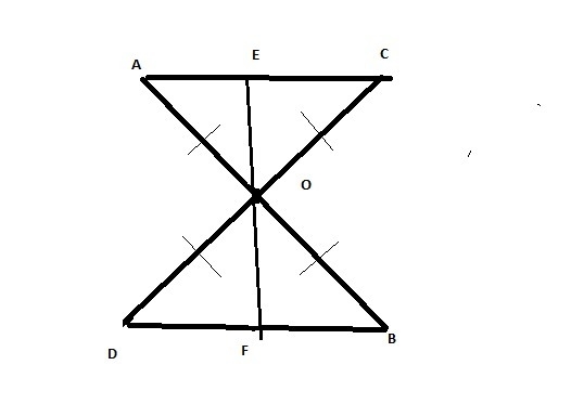 B Segments AB , CD , and EF intersect at point O, points A, E, C and points B, F, D-example-1