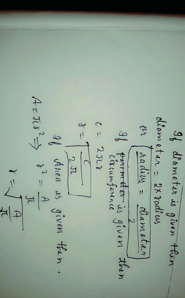 What is the formula for finding the radius of a circle?-example-1