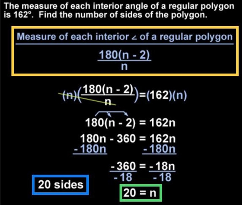 How many sides does a regular polygon have if one of it's interior angles measure-example-1