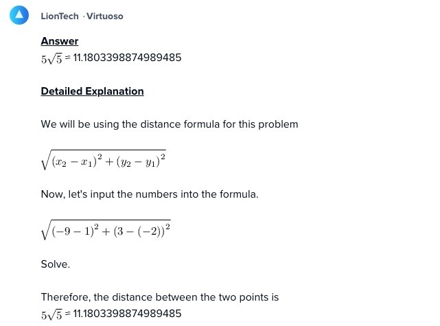 What is the approximate distance between the points (1,-2) and (-9,3) on a coordinate-example-1