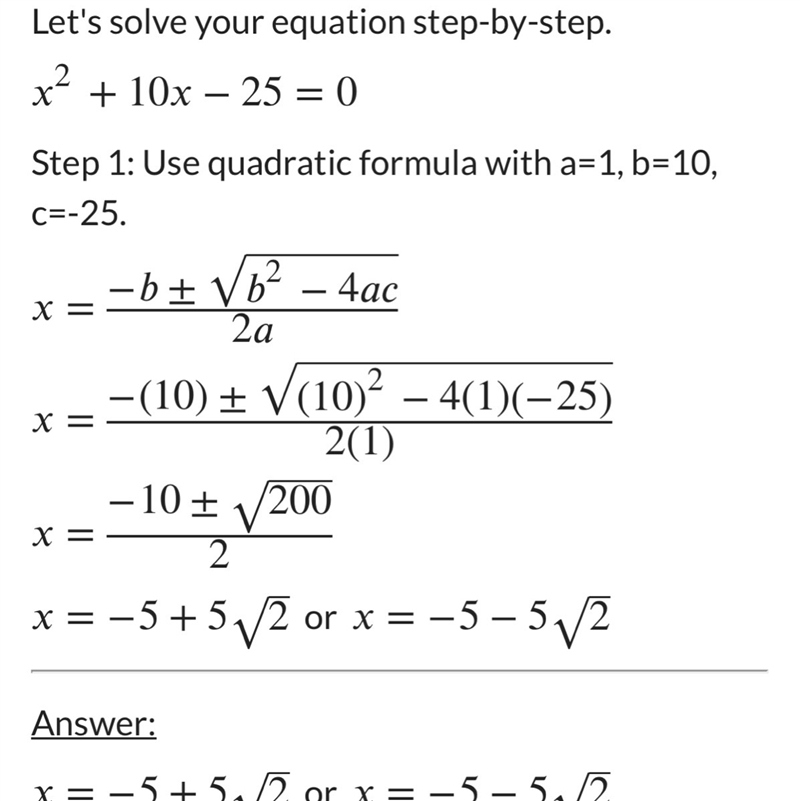 X^2+10x-25=0 solve by completing the square-example-1