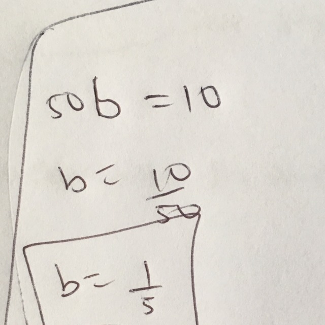 Properties of multiplication 50b=10 what is the answer?-example-1