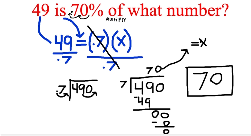 49 is 70% of what number-example-1