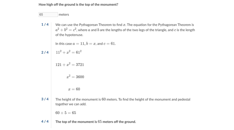 A monument in the shape of a right triangle sits on a rectangular pedestal that is-example-1