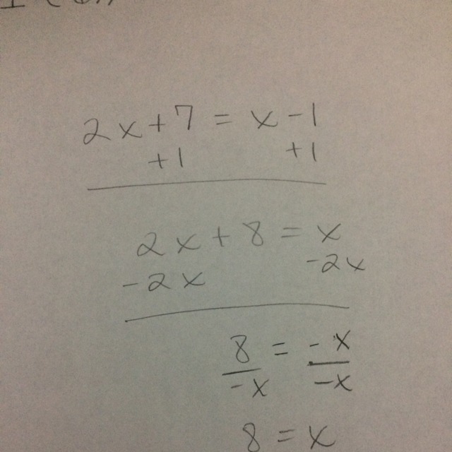 Y=2x+7 and y=x-1 help me aolve this because i dont understand-example-1