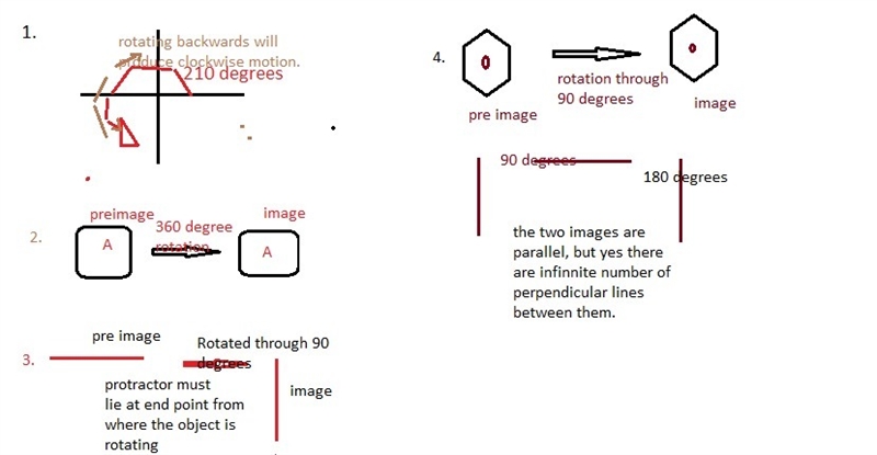 When performing a rotation, which statement is NOT true? A.) Rotating a figure negative-example-1